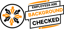 A stamp that says `` employees are background checked ''