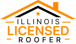 A logo for an illinois licensed roofer
