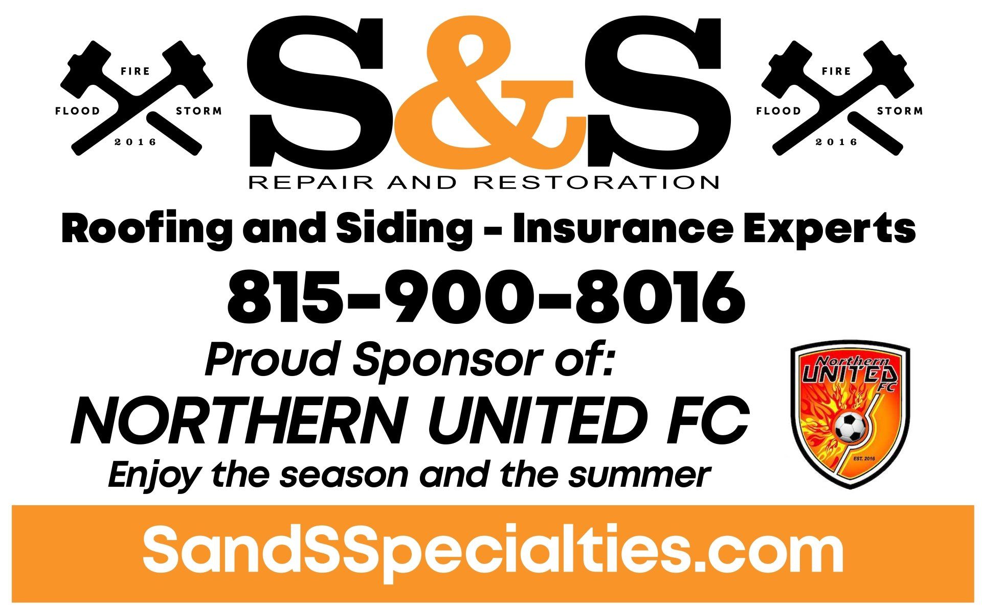 S & s repair and restoration is a proud sponsor of northern united fc