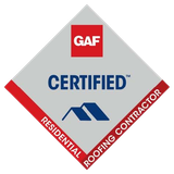 A logo for a certified residential roofing contractor
