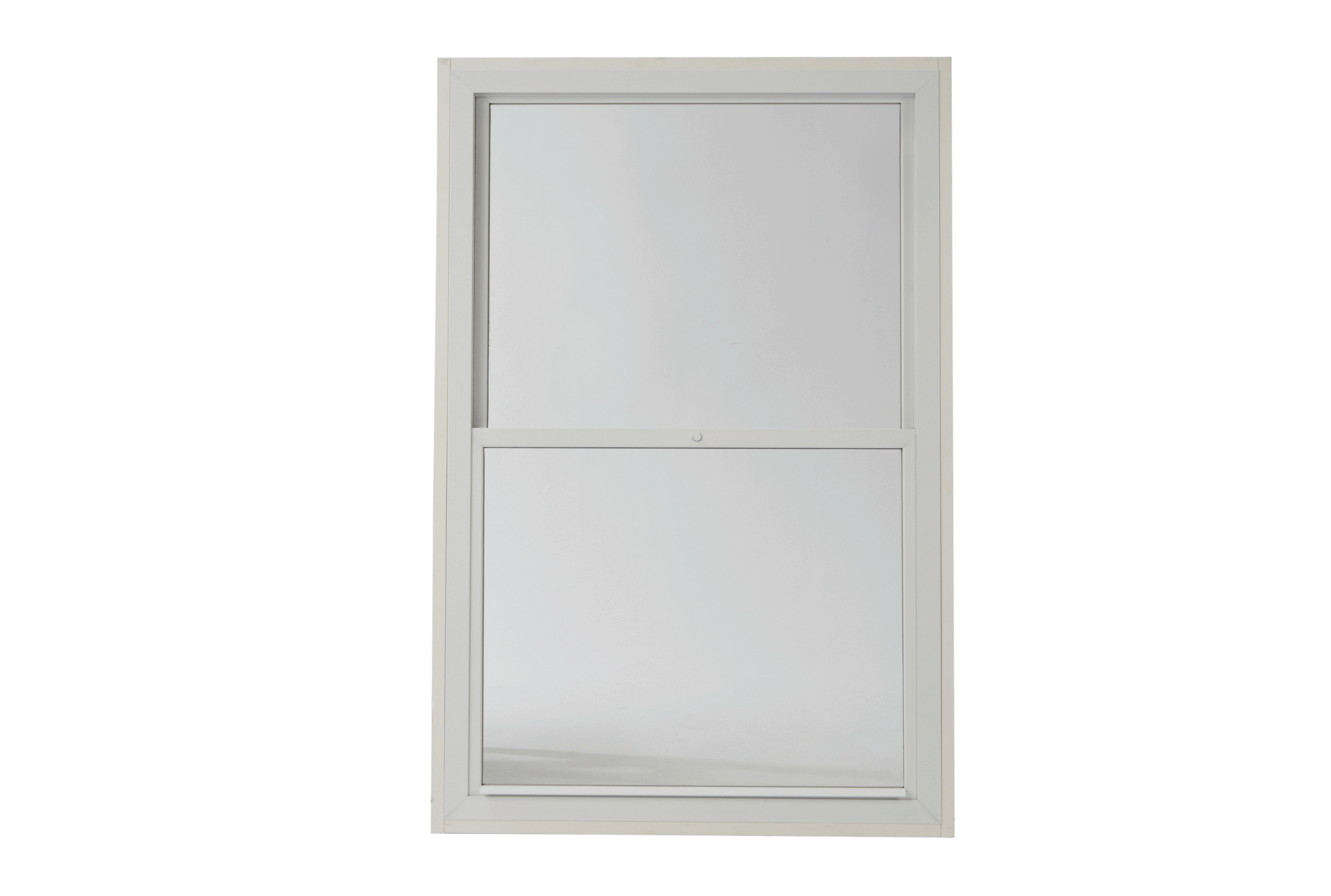 A white window with a screen on it on a white background.