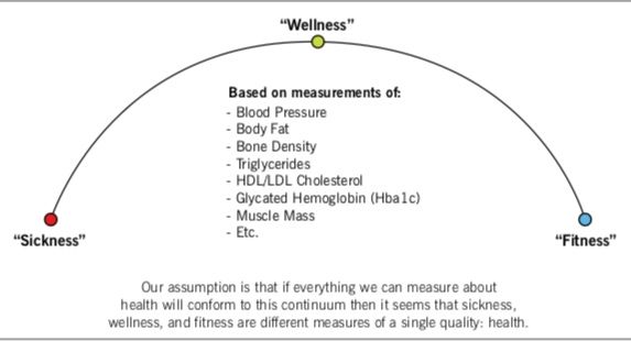 A diagram showing measurements of wellness and sickness