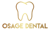 Golden outline of a tooth above 