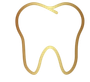 Gold outline of a tooth, representing dental health.
