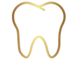 Gold outline of a tooth, representing dental health.