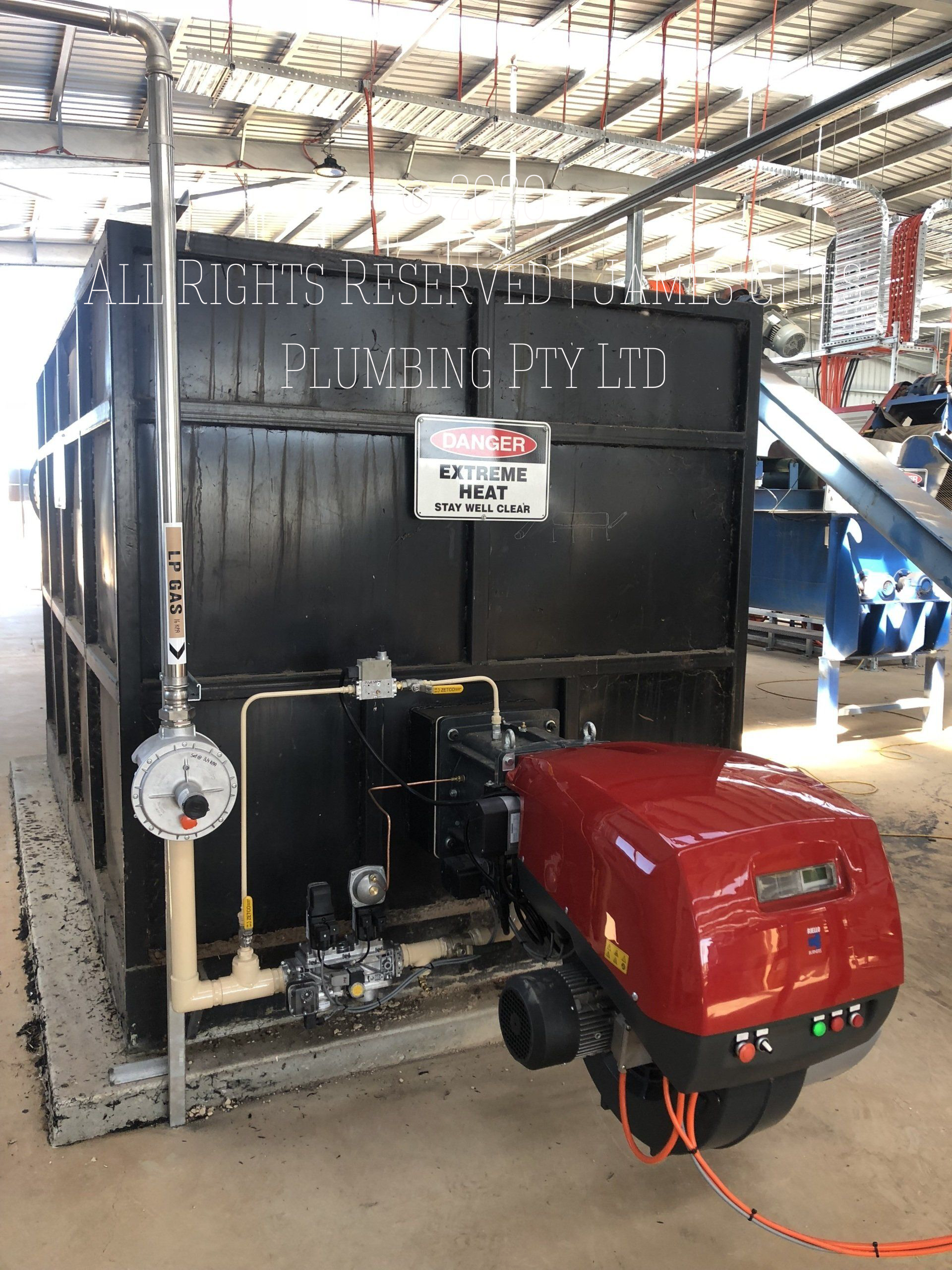 Gas System & Burner/Electrical Designed, Installed and Commissioned for Type B Gas Appliance by James Giles Plumbing Pty Ltd