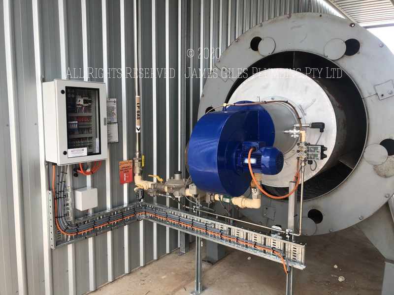 James Giles Plumbing Pty Ltd Rebuilt Burner Control Panel, Board & Burner Valve Train. Installed Type B Gas System & Tanks