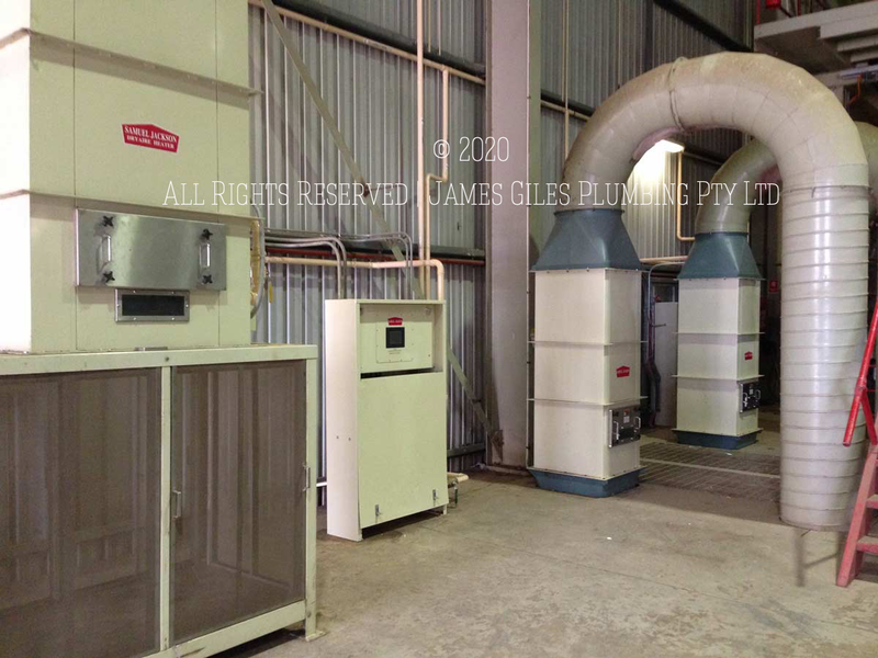 A Type B Gas Appliance used for cotton drying installed and commissioned by the James Giles Plumbing Pty Ltd Team