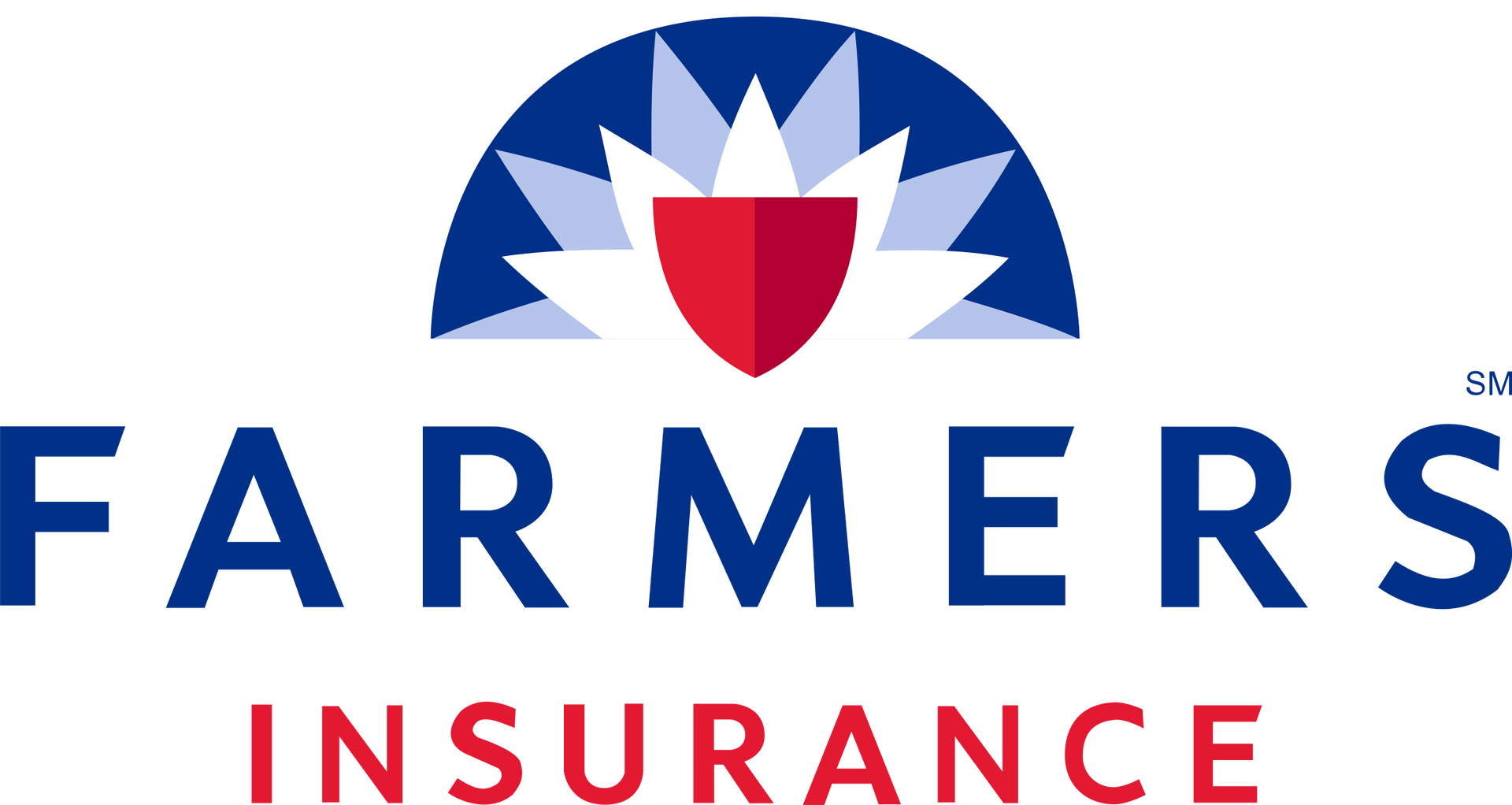 Farmers Insurance logo with a blue and red flower icon above the words 