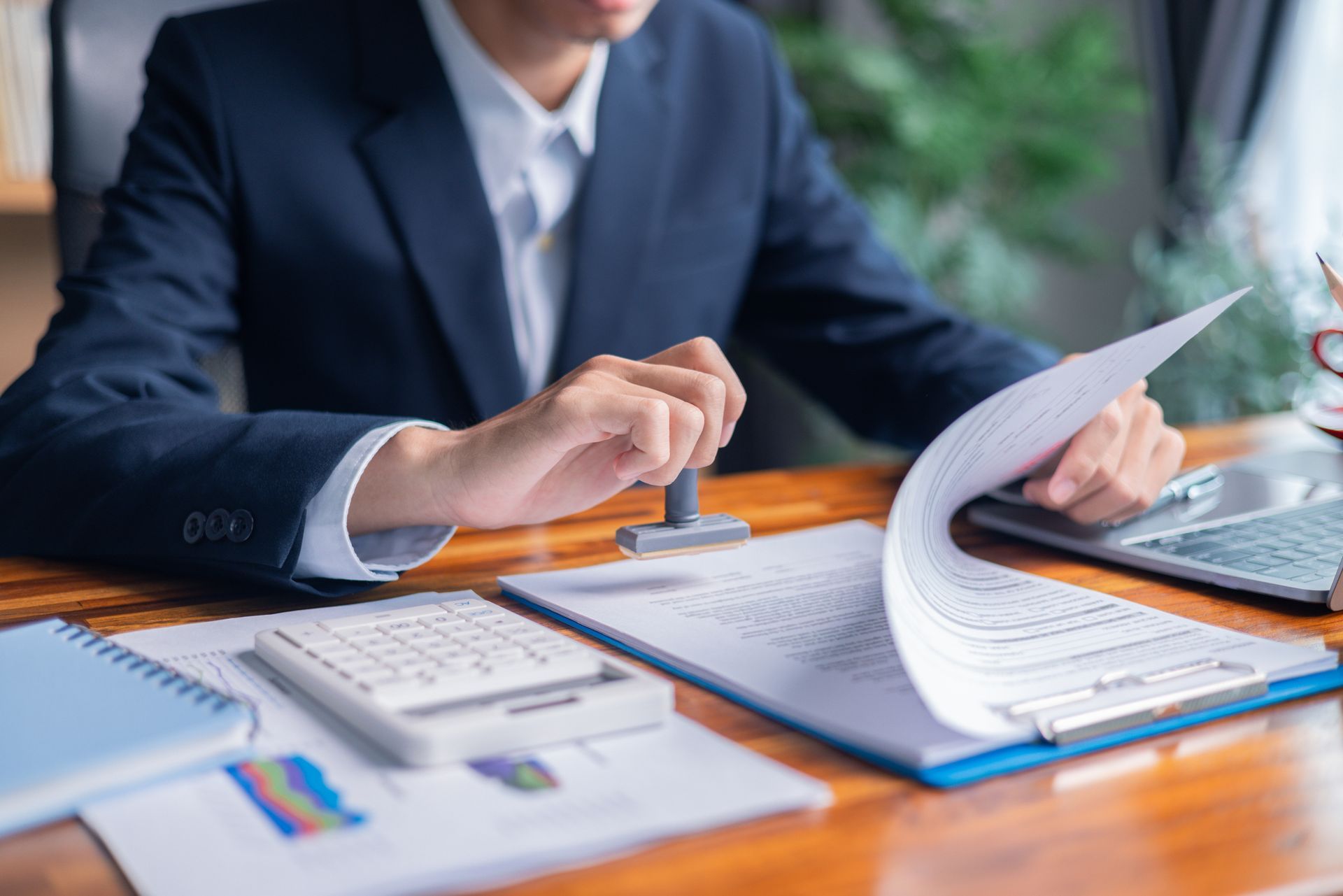 Man carefully reviewed finance agreements.