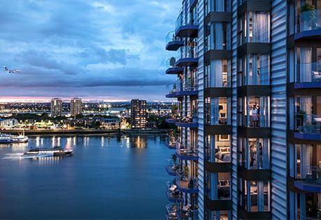Modern office and apartment buildings in Woolwich