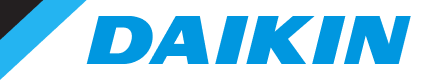 Daikin logo in blue text on a white background with a blue diagonal accent