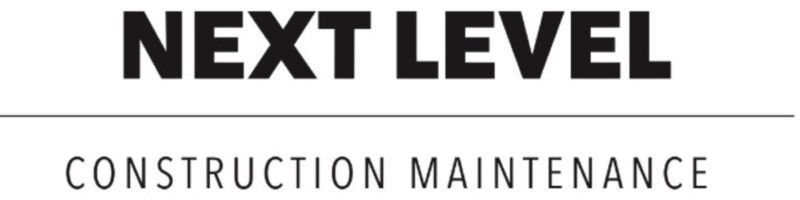 Logo reading “NEXT LEVEL” above “CONSTRUCTION MAINTENANCE” in black and gray text.