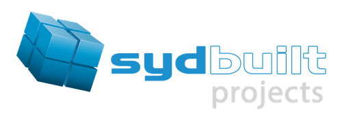 SydBuilt Projects logo with blue 3D cube and blue-gray text on white background