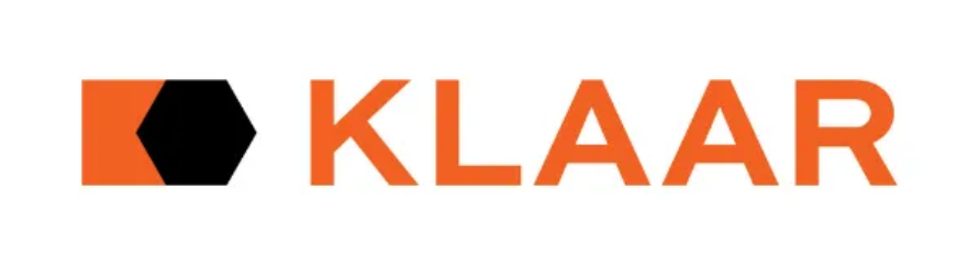 KLAAR logo with an orange and black geometric icon and orange wordmark on a white background