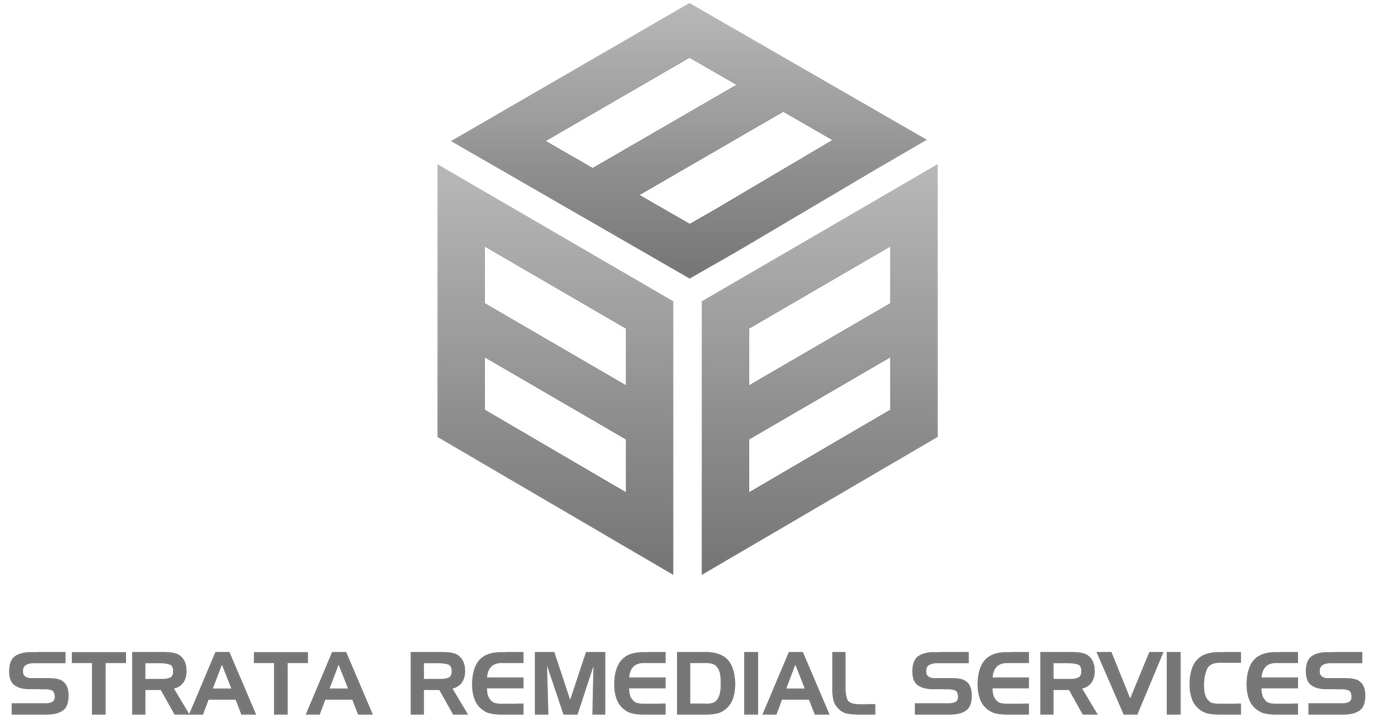 Gray geometric cube logo above the text “STRATA REMEDIAL SERVICES”