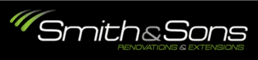 Smith & Sons Renovations logo with green swoosh accents on a black background