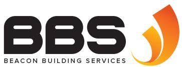 BBS Beacon Building Services logo with black text and orange swoosh icon