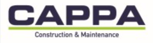 CAPPA Construction & Maintenance logo in navy and green with gray text on white background