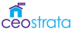 Ceostrata logo with blue house icon and purple-and-blue text, with a small “Bond” tag above the roof