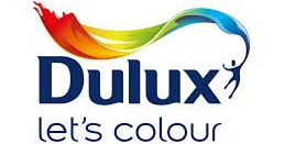 Dulux logo with colorful paint swoosh and the tagline “let’s colour”