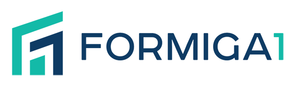 FORMIGA1 logo with teal geometric icon and navy text on a white background