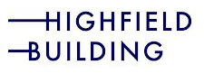 Highfield Building logo in dark blue text with horizontal lines on a white background