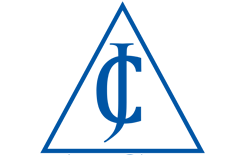 Blue triangle logo with a stylized Greek letter phi inside.