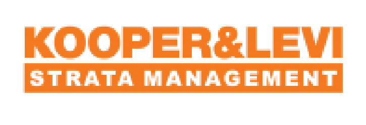 KOOPER&LEVI STRATA MANAGEMENT logo in orange and white text