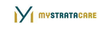MyStrataCare logo in teal and gold on a white background