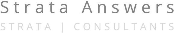 Strata Answers logo with gray text and orange underline above “STRATA | CONSULTANTS” in light gray