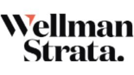 Wellman Strata logo in black with a red accent on a white background
