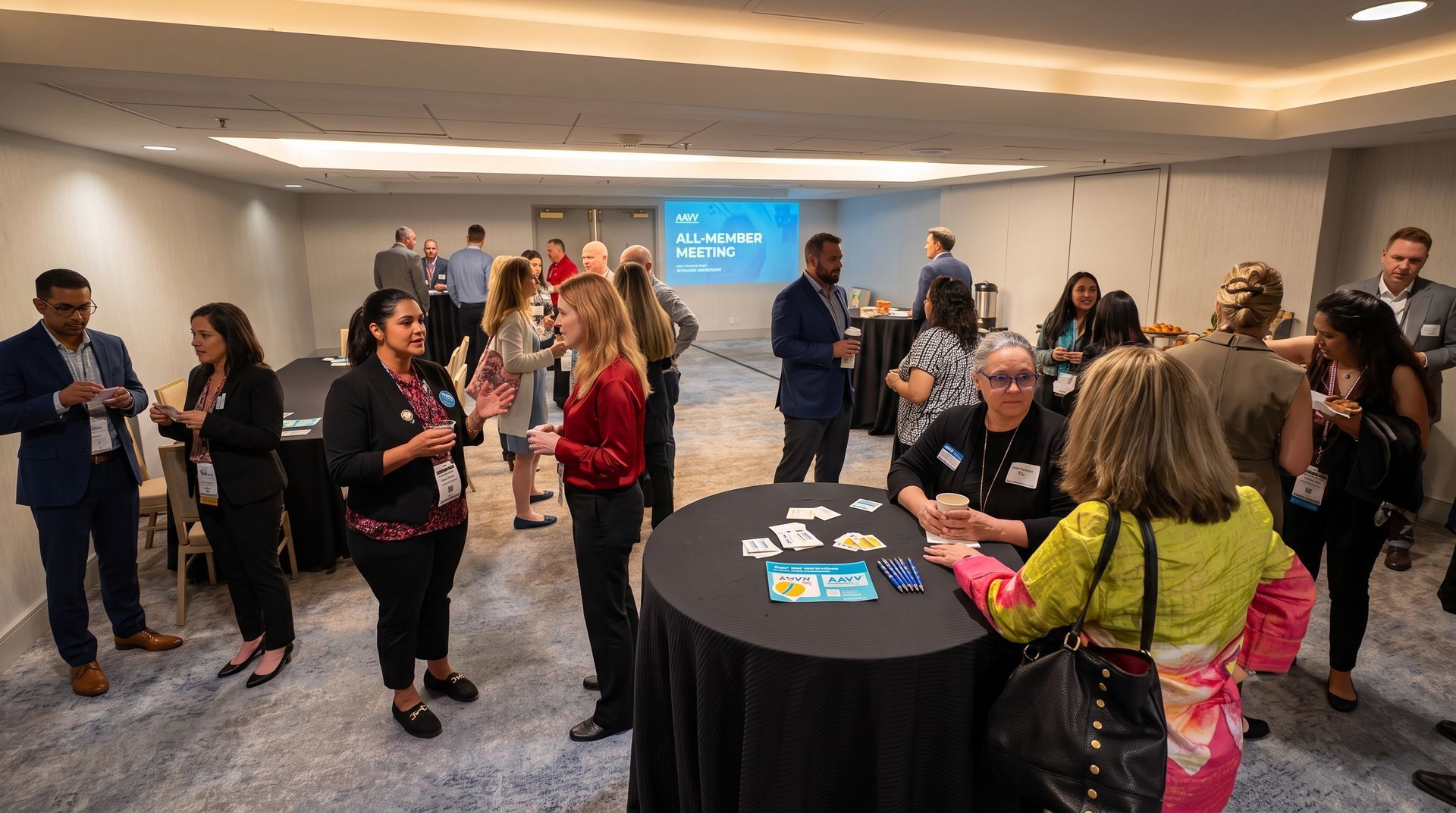 AAIV members connecting at a networking reception