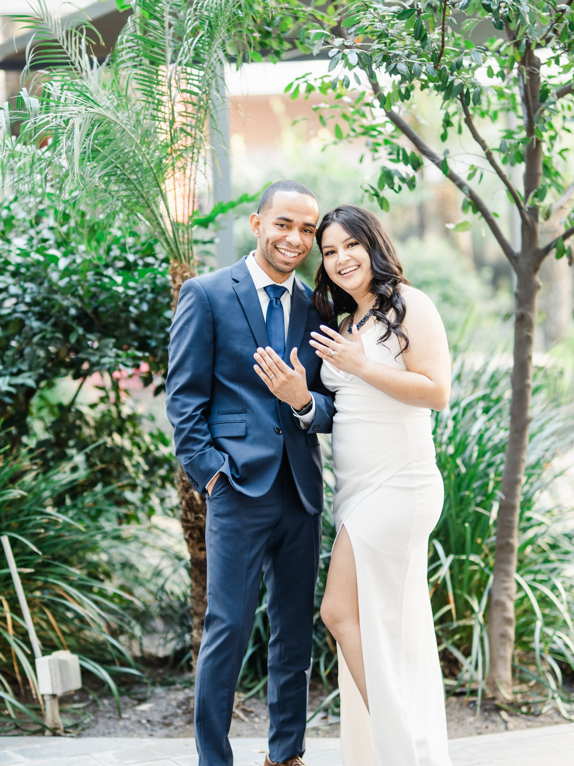 Bride and Groom in courtyard 