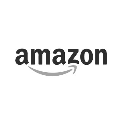 The amazon logo is black and white and has a smile on it.
