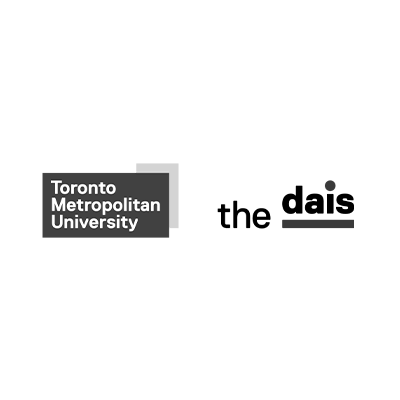 The logos for toronto metropolitan university and the dais are black and white.