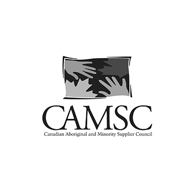A black and white logo for the canadian aboriginal and minority supplier council.