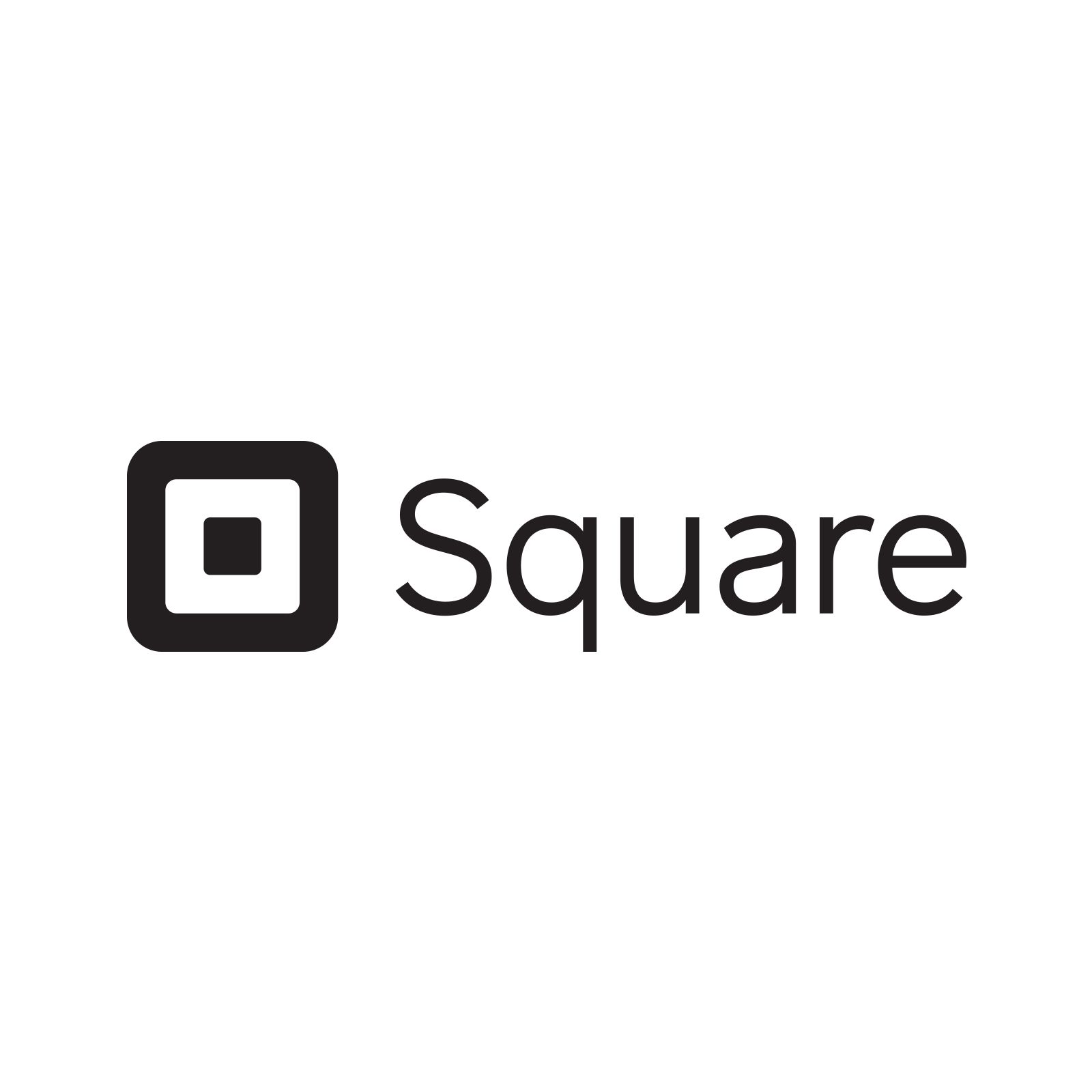 A black and white square logo on a white background.