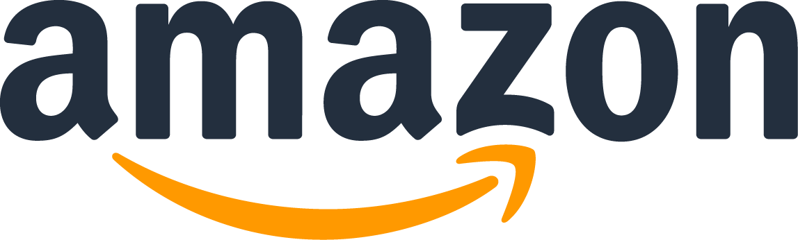 A close up of the amazon logo on a white background.