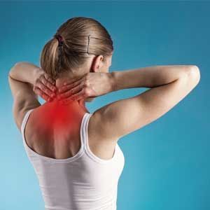 A young woman with neck problems