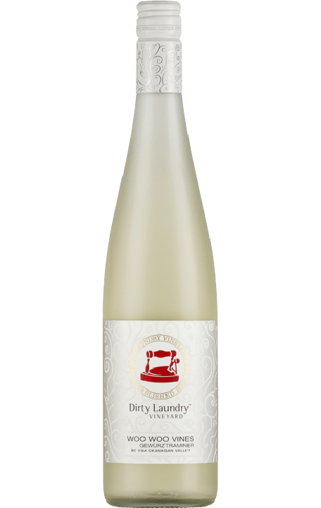 A bottle of dirty laundry wine on a white background.