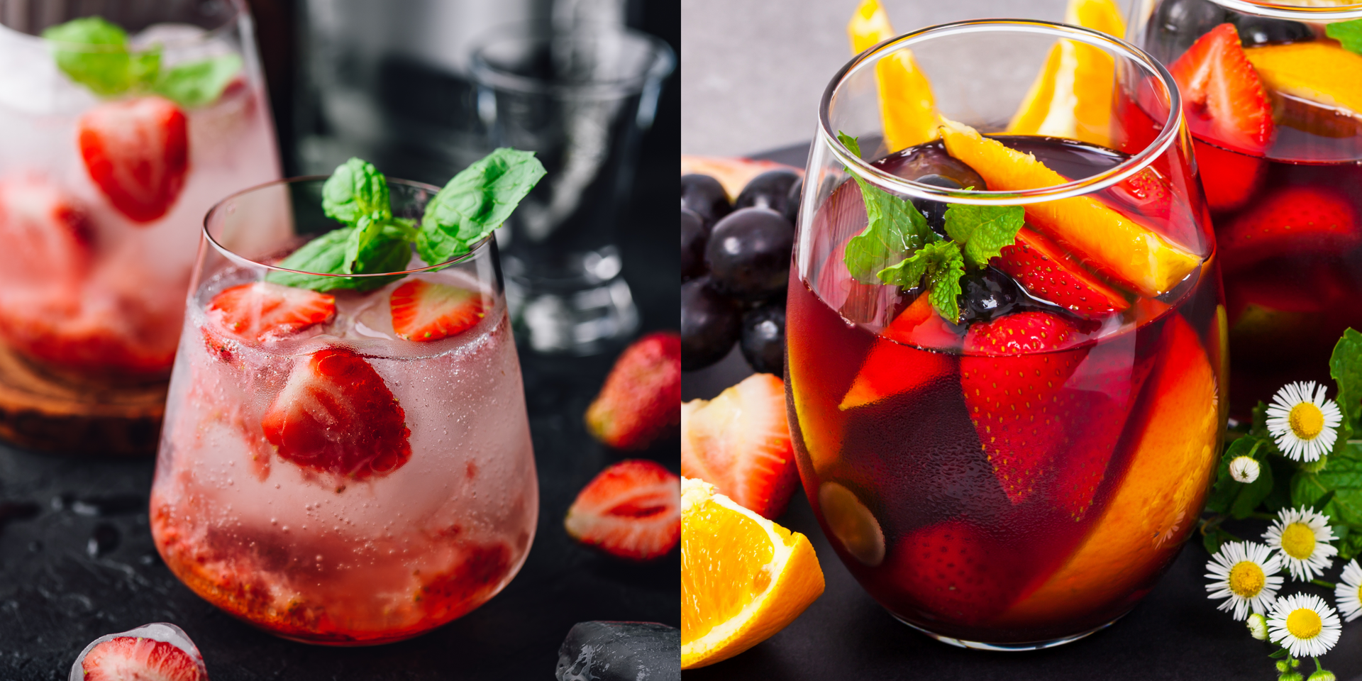 There are two different types of drinks with fruit in them.