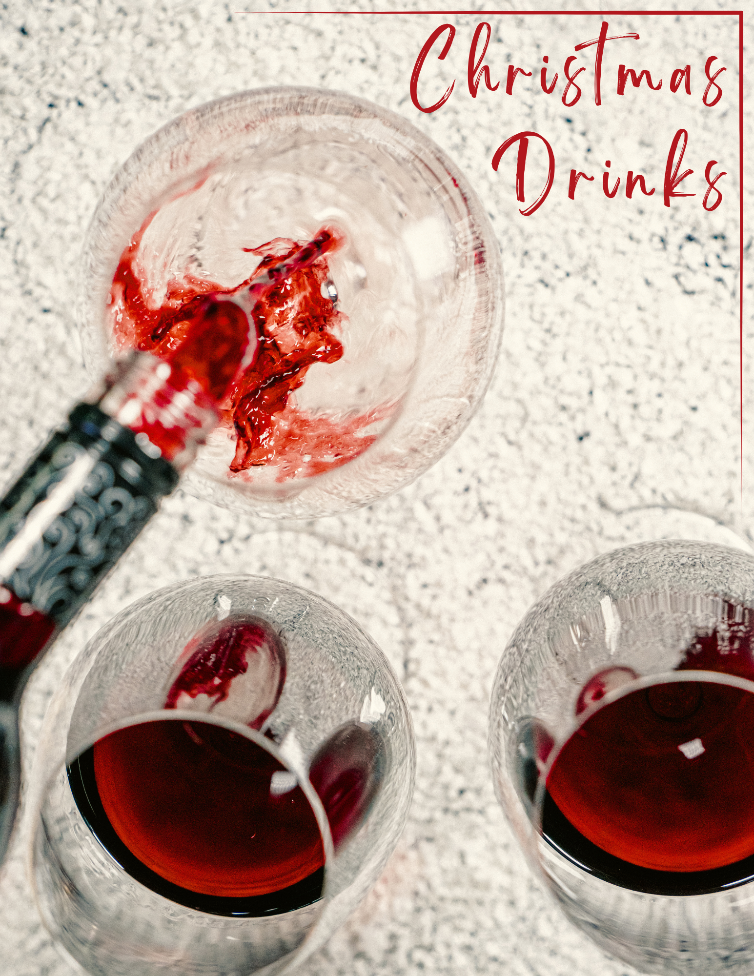 Red wine being poured into glasses;
