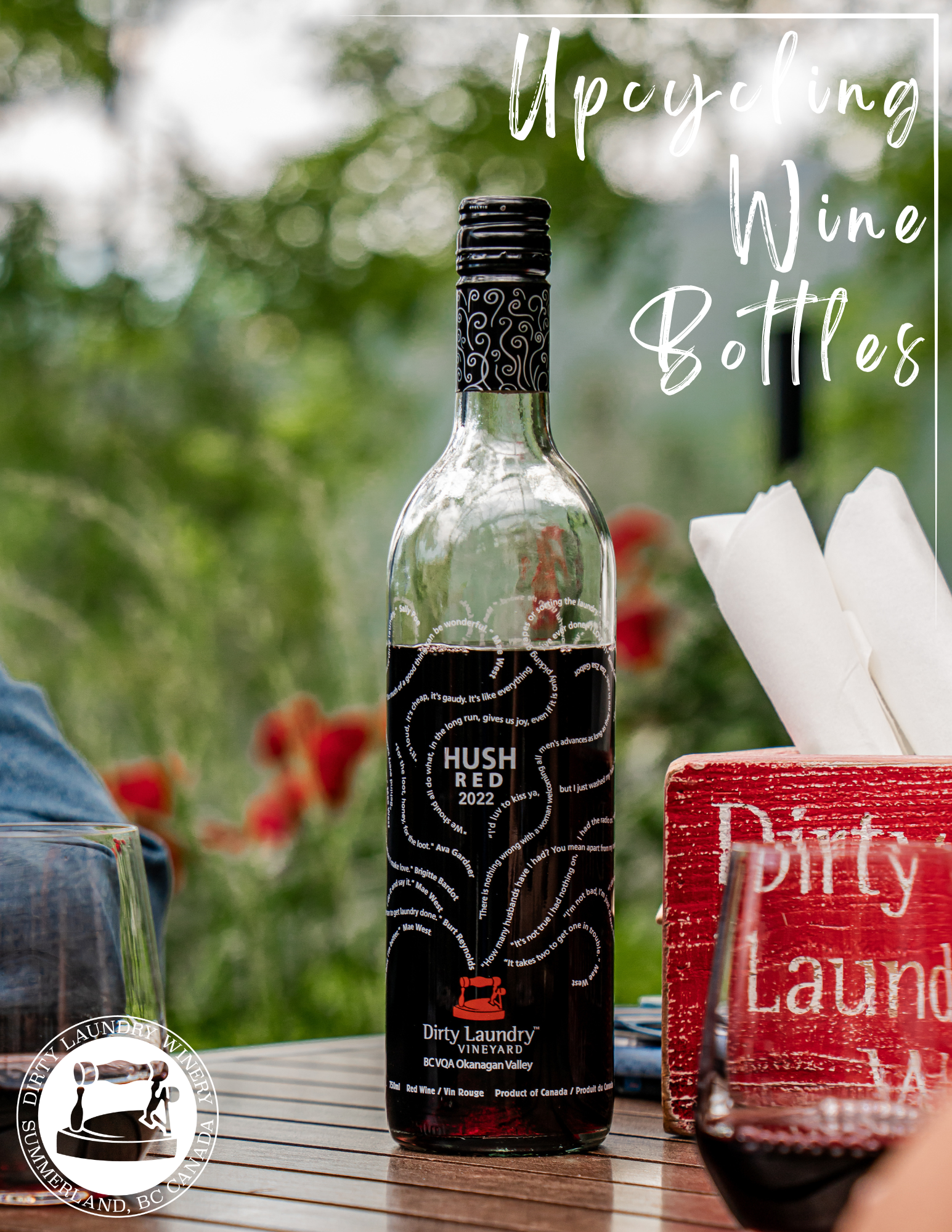 Wine bottle upcycled into a holder with a 