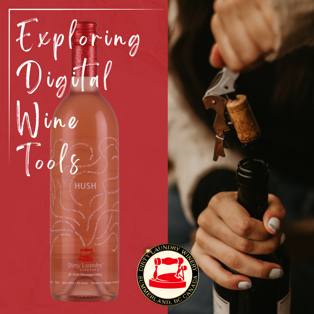 A bottle of wine with the words exploring digital wine tools