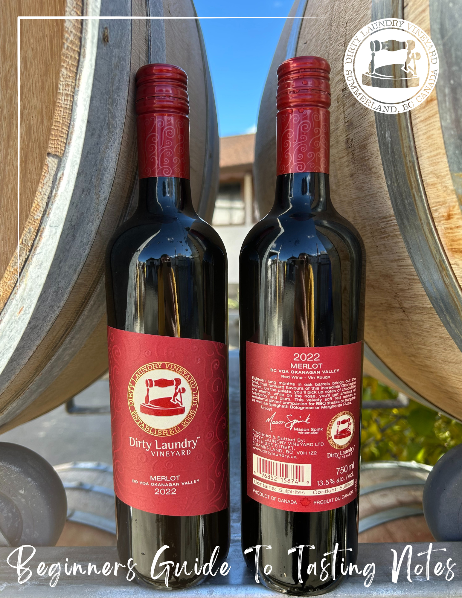 Two bottles of wine are sitting next to each other on a table.