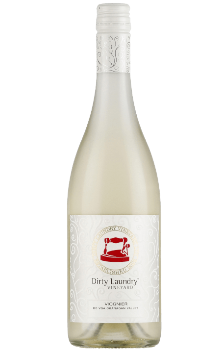 A bottle of dirty laundry wine is on a white background.