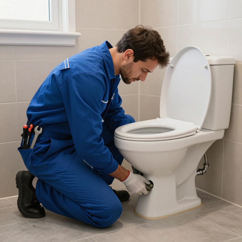 Trusted plumber in Castle Rock installing new toilet.