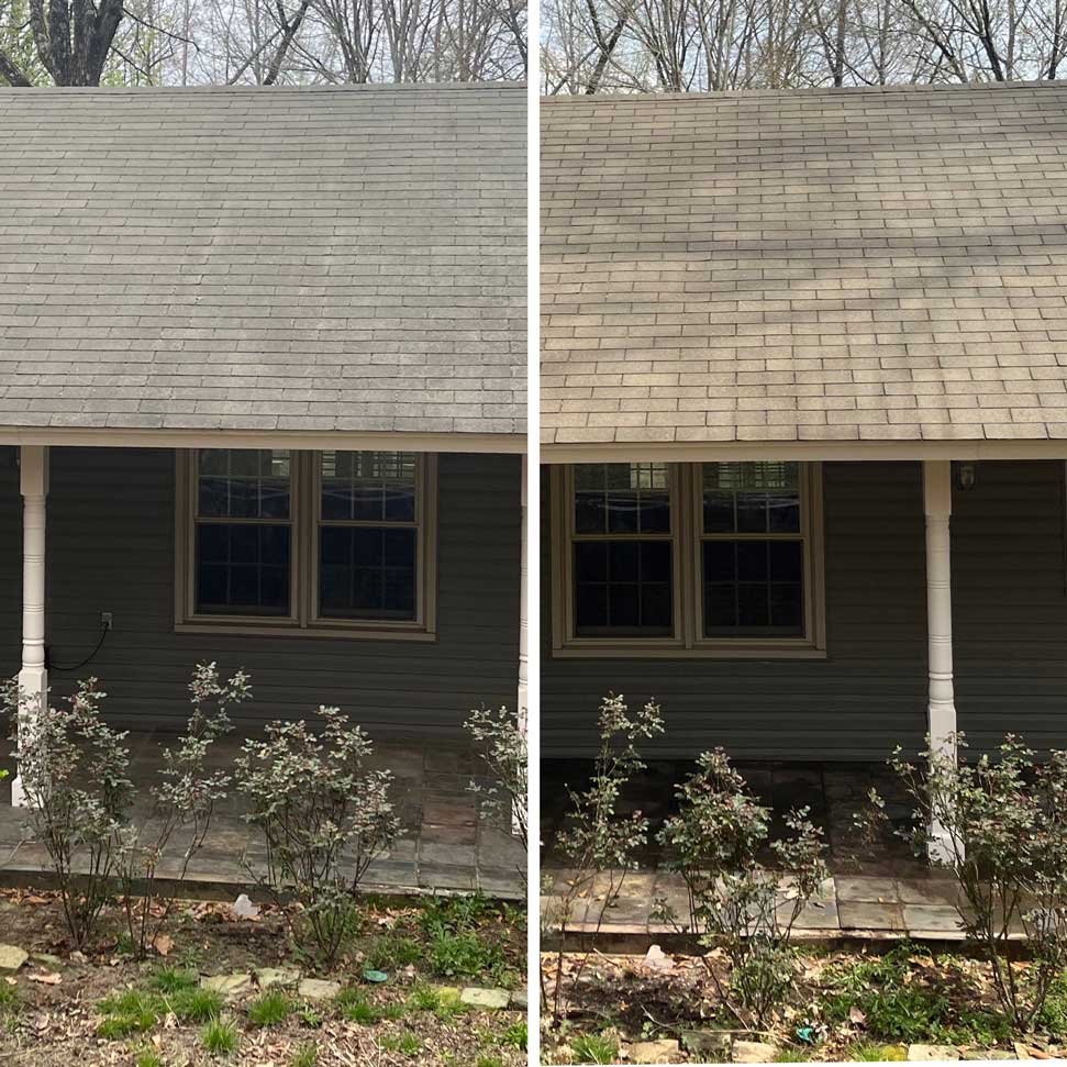 Roof cleaning before and after