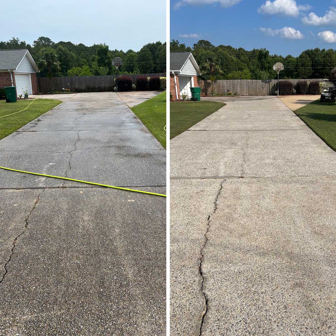Driveway cleaning before and after